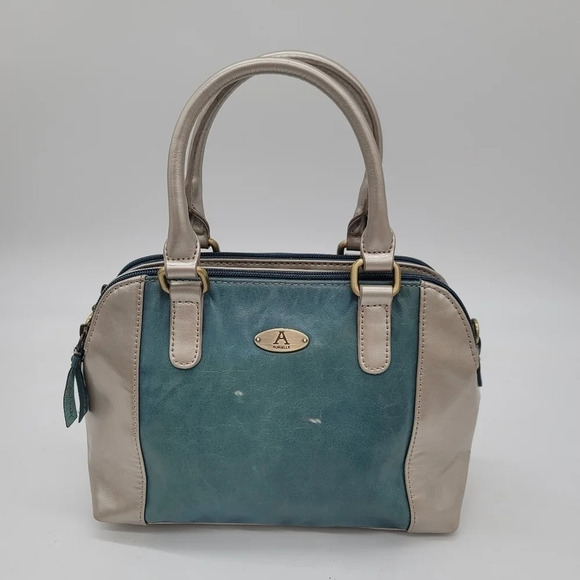 Aurielle Women's Genuine Leather Purse Blue & Gray - Picture 1 of 11
